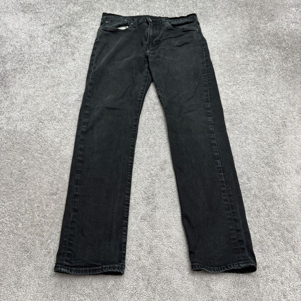 Levi's 502 Premium Taper Denim Jeans Men 31x32 Washed Black Stretch Casual Big E